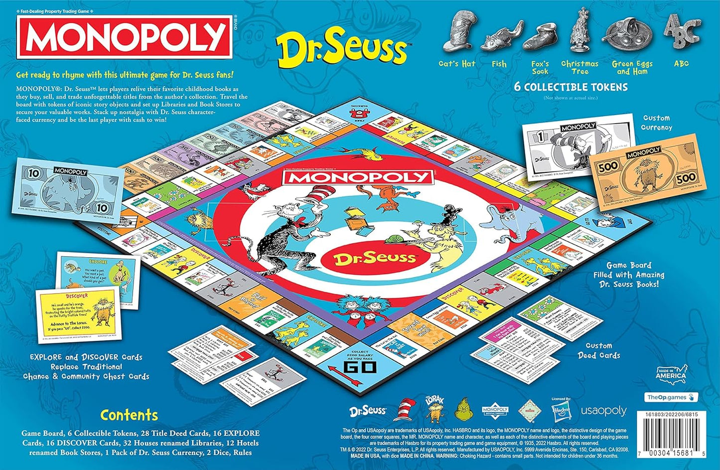 Monopoly: Dr. Seuss | Buy, Sell, Trade Dr. Seuss Books | Collectible Classic Monopoly Game Featuring Custom Game Board & Artwork | Officially-Licensed Dr. Seuss Game & Merchandise