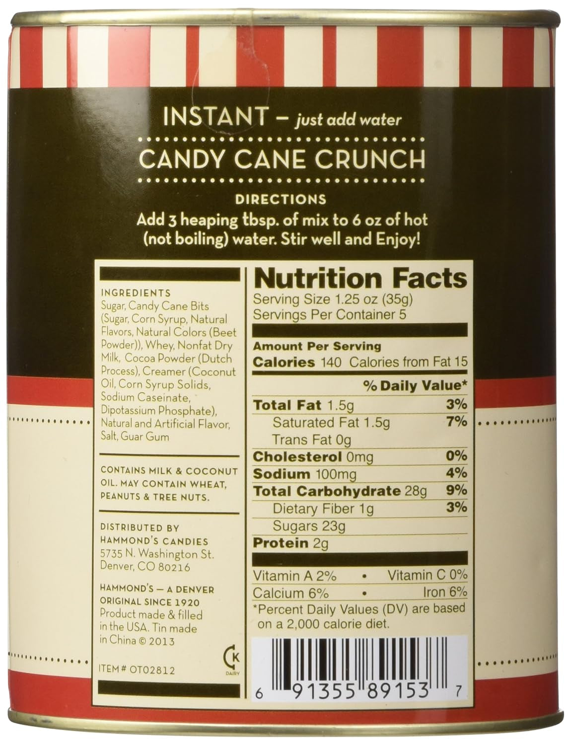 Hammonds Cocoa, Candy Cane Crunch, 6.25 Ounce