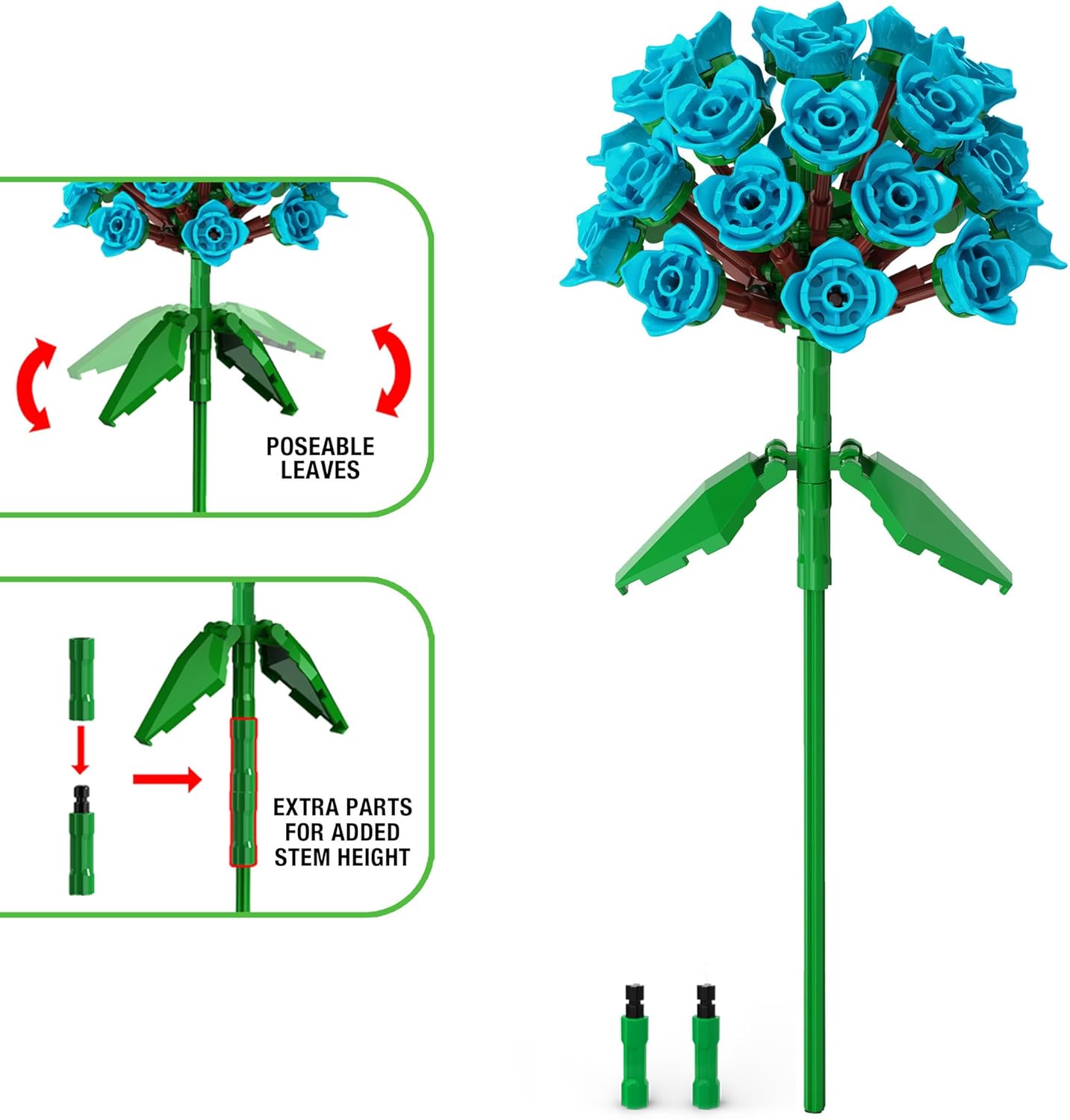 Brickcraft Bricktanicals Hydrangea Flower Bouquet Building Kit (86 Piece Set), Artficial Flower Craft, Gift for Him and Her