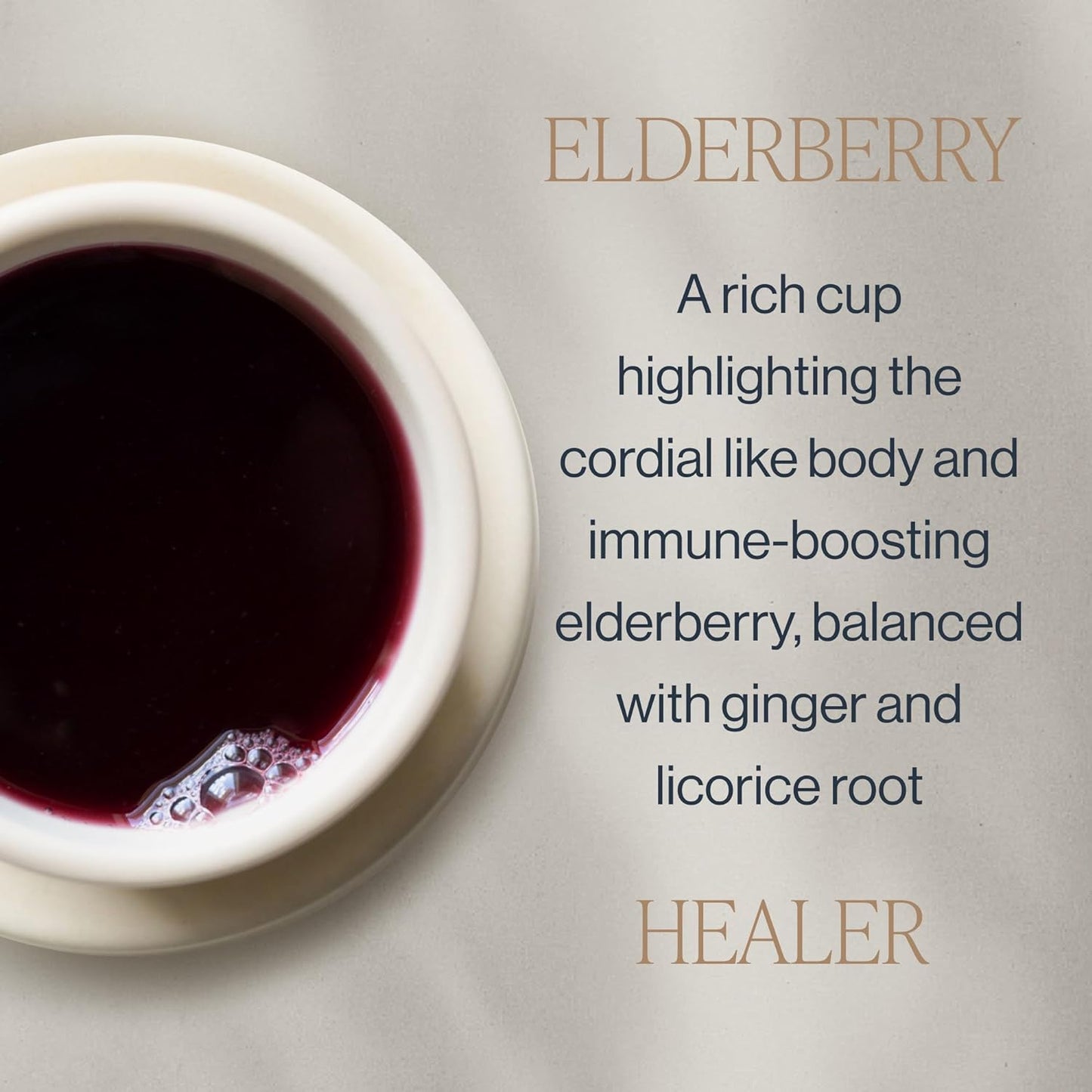 Elderberry Healer Herbal Tea | USDA Organic Direct Trade Sachet Tea Bags, Certified Kosher, Caffeine Free Elderberry with Ginger Root, Hibiscus Flowers, & Licorice Root | 15 Count (Pack of 1)