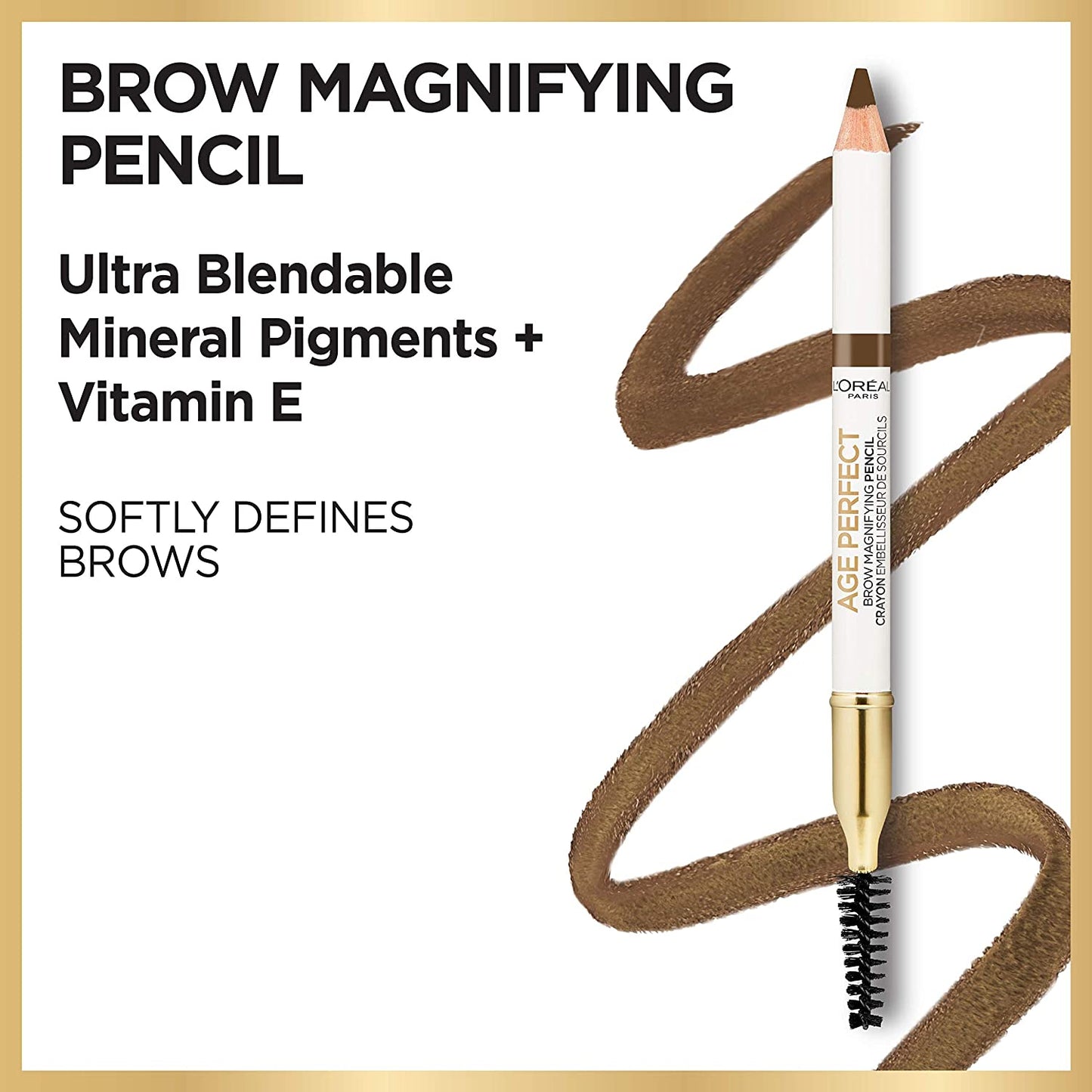 L’Oréal Paris Age Perfect Brow Magnifying Pencil with Vitamin E, Soft Brown