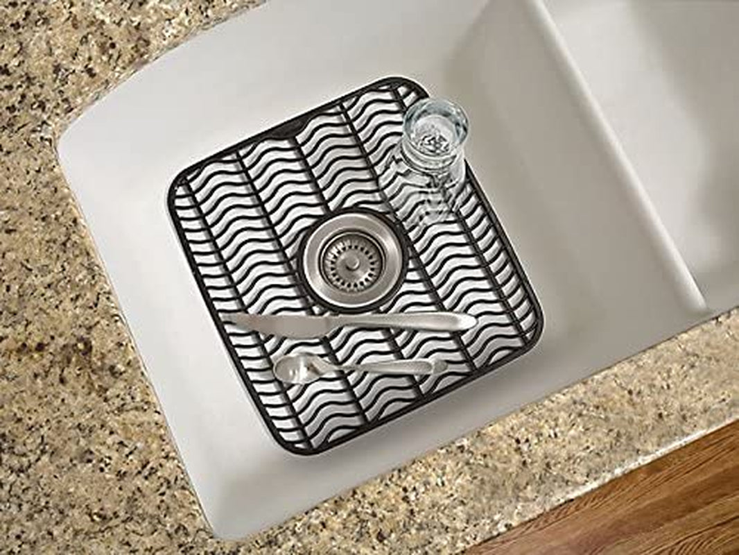Sink Protector Mat, Small, Black Waves
