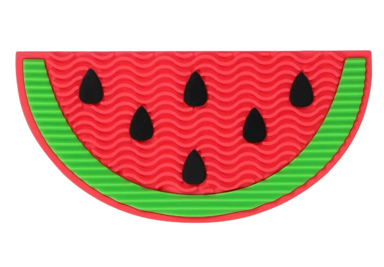 Pink Cranberry Silicone Makeup Brush Cleaning Mat, Pad, Scrubber with Suction/Lightweight, Portable / 15 Cm or 5.9 Inches Long/Cute Gift, Party Favor