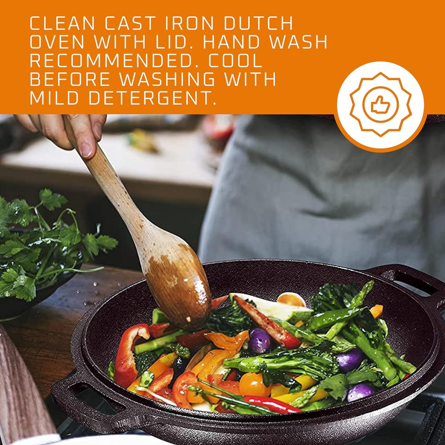 2-In-1 Pre-Seasoned Cast Iron Dutch Oven with Handles - Crock Pot Black Cast Iron Pot with Skillet Lid - All-In-One Cookware Braising Pan for Casserole Dish - 5 Quart - Black