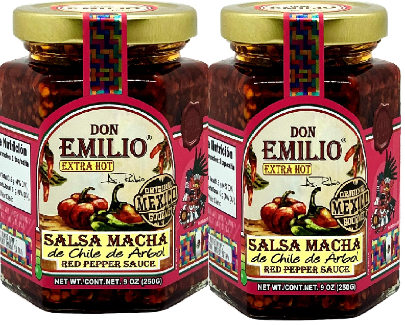 Hot Chili Salsa Macha (9 Oz) (Pack of 2) | Keto, Vegan | Crisp, Tingly | Spicy, Savory | Red Pepper, Chili (2 pack)