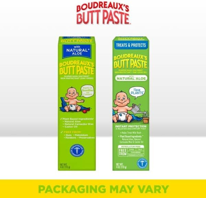 with Natural* Aloe Diaper Rash Cream, Ointment for Baby, 4 Oz Tube, 2 Pack