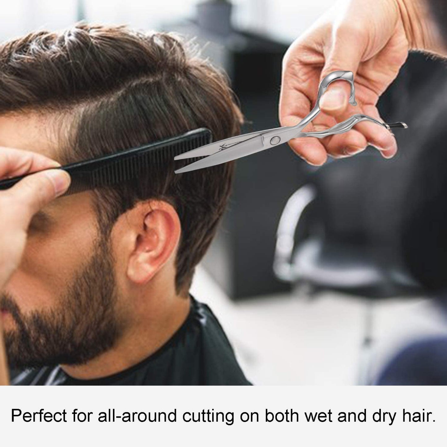 Hair Cutting Scissors Professional Salon Barber Shears Trimming Haircut Scissors for Man, Women, Adults Japanese Stainless Steel Silver (Shears - Bamboo)