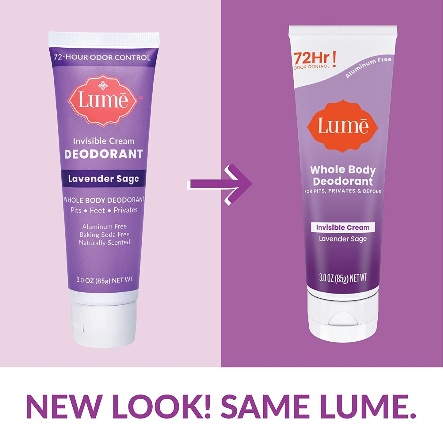 Whole Body Deodorant - Invisible Cream Tube - 72 Hour Odor Control - Aluminum Free, Baking Soda Free, Skin Safe - 3.0 Ounce (Lavender Sage)