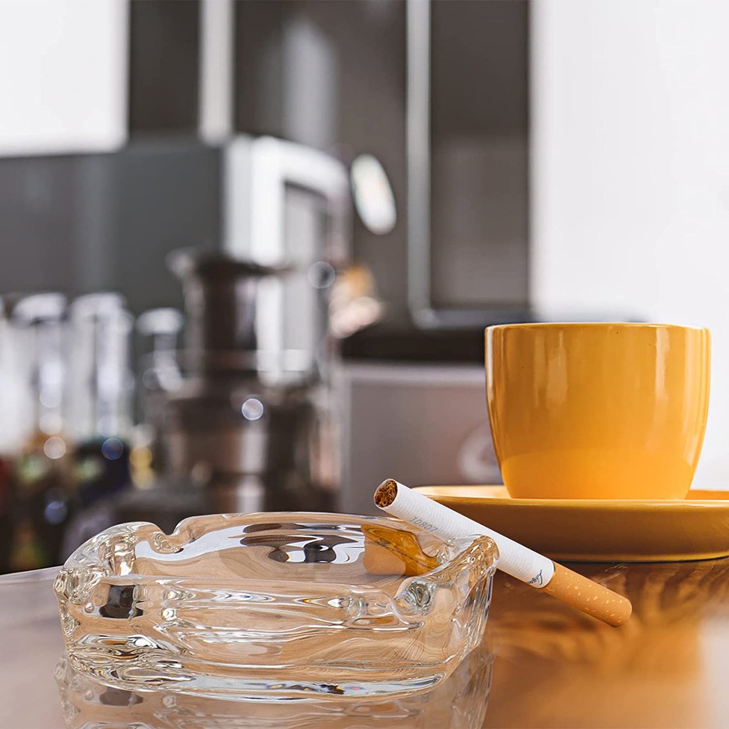 Glass Ashtray, Home Ashtrays for Cigarettes, Outdoor Ashtray for Weed, Cigar Cool Ashtrays Cute Ashtray Square Transparent
