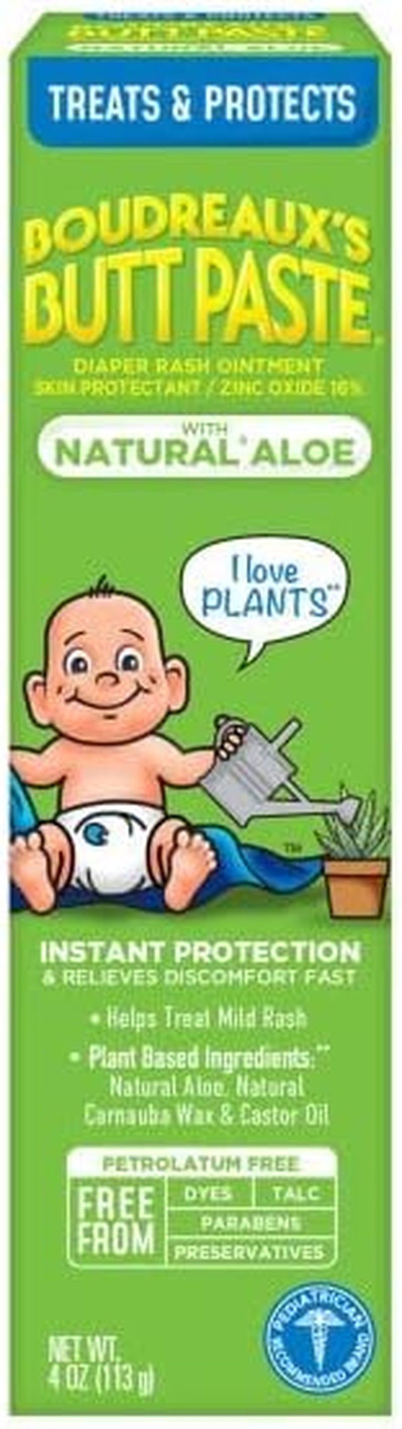 with Natural* Aloe Diaper Rash Cream, Ointment for Baby, 4 Oz Tube, 2 Pack