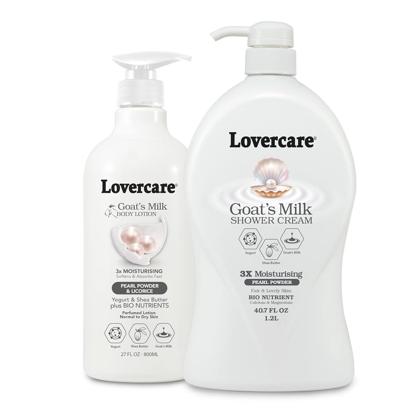 Lovercare Goat Milk Body Lotion for Dry Skin Pearl 27 Fl Oz (800Ml) - Single…