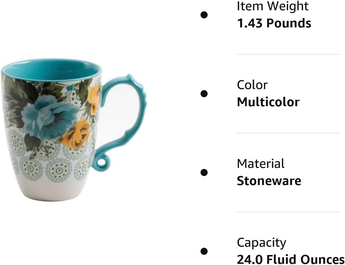 Rose Shadow 24-Ounce Floral Jumbo Latte Mug