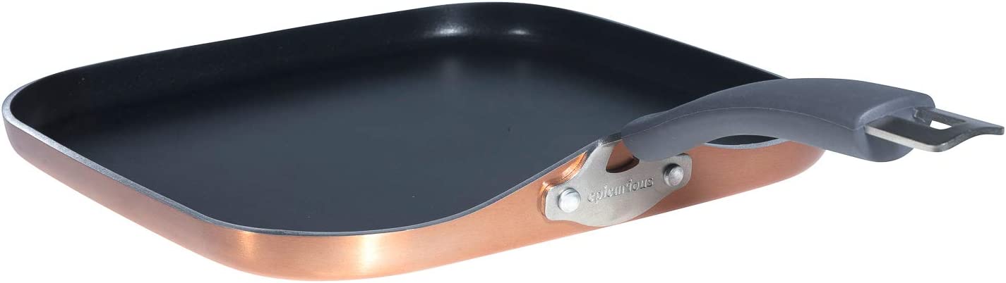 Epicurious 12-Inch Nonstick Aluminum Square Griddle, Copper