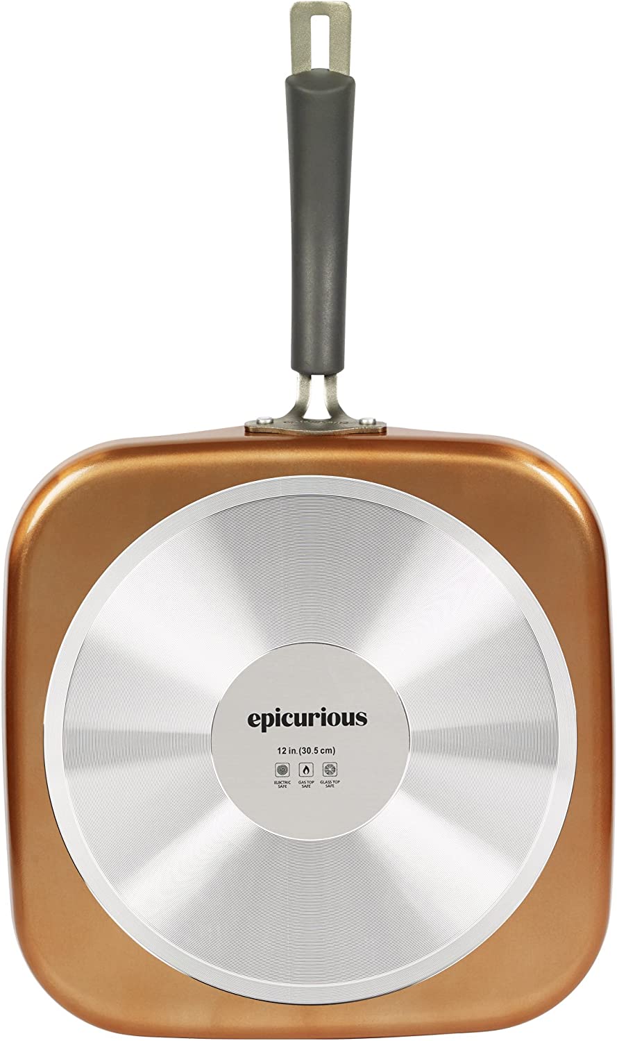 Epicurious 12-Inch Nonstick Aluminum Square Griddle, Copper