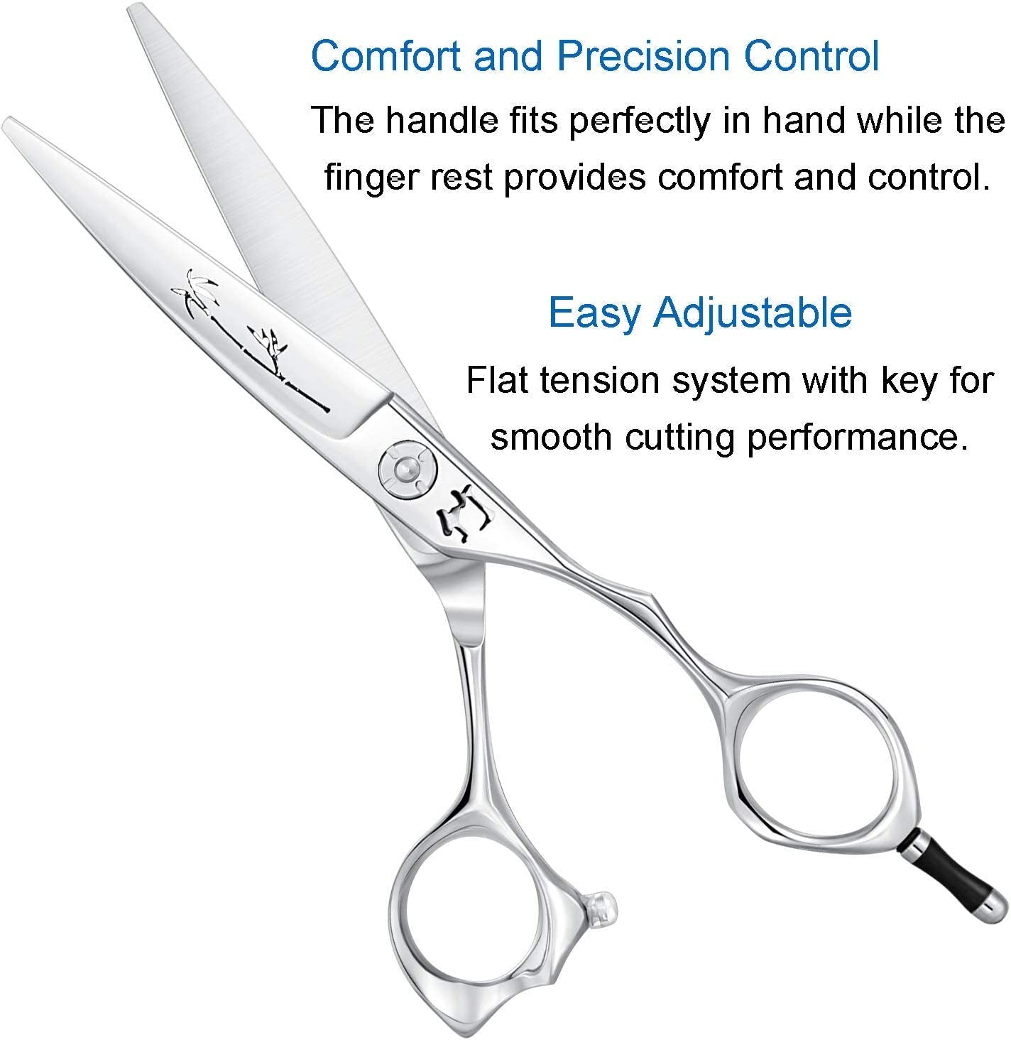 Hair Cutting Scissors Professional Salon Barber Shears Trimming Haircut Scissors for Man, Women, Adults Japanese Stainless Steel Silver (Shears - Bamboo)
