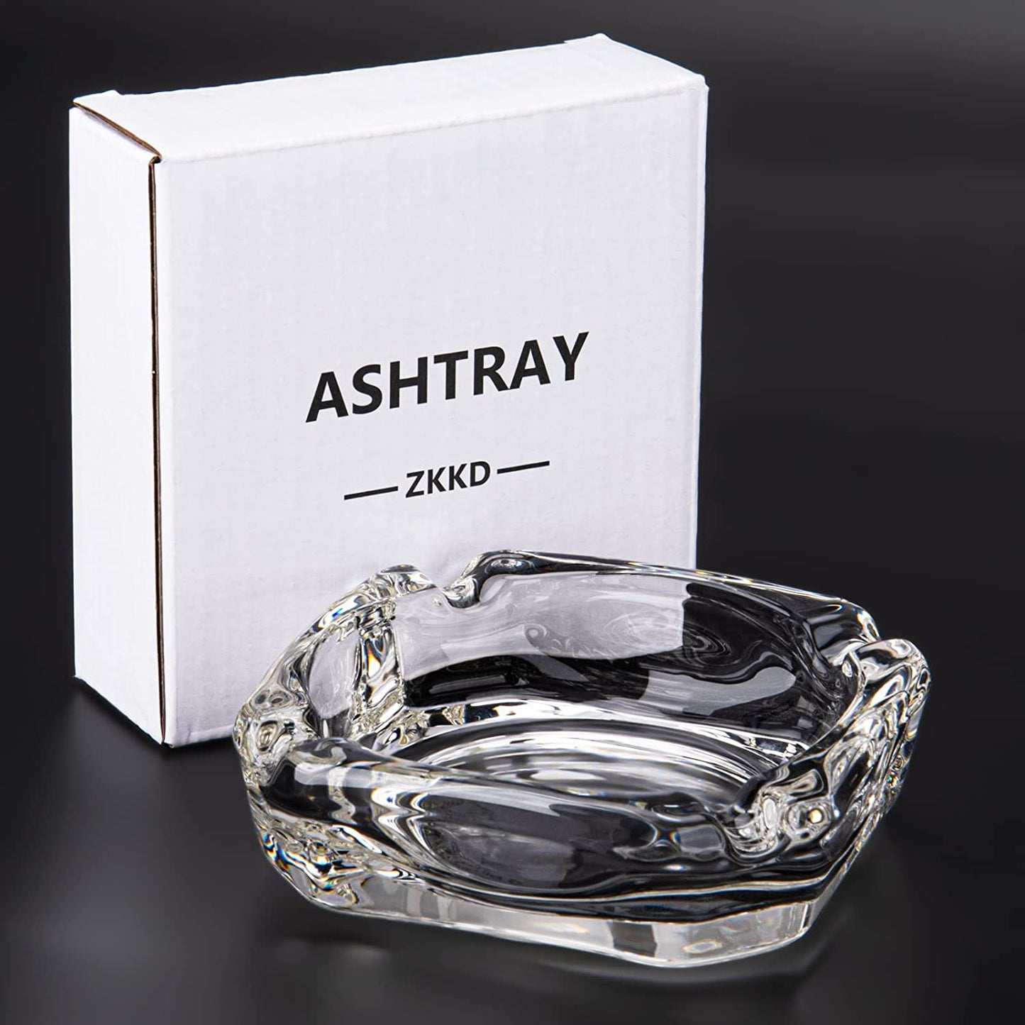 Glass Ashtray, Home Ashtrays for Cigarettes, Outdoor Ashtray for Weed, Cigar Cool Ashtrays Cute Ashtray Square Transparent