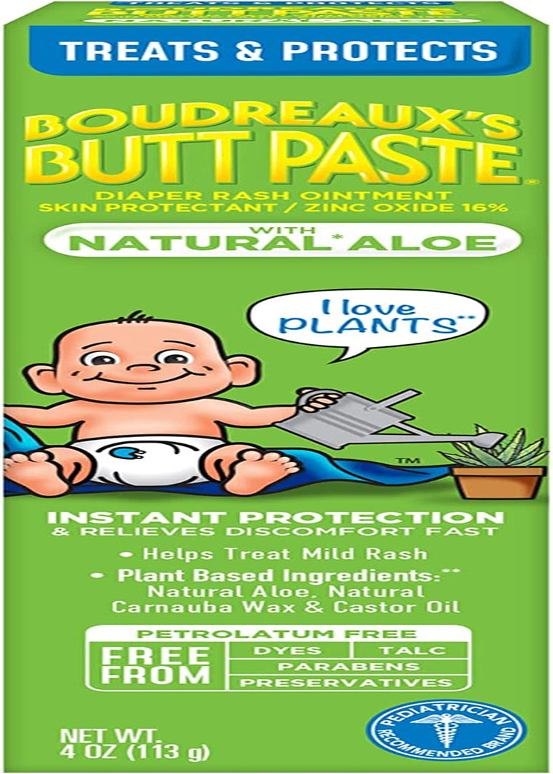with Natural* Aloe Diaper Rash Cream, Ointment for Baby, 4 Oz Tube, 2 Pack