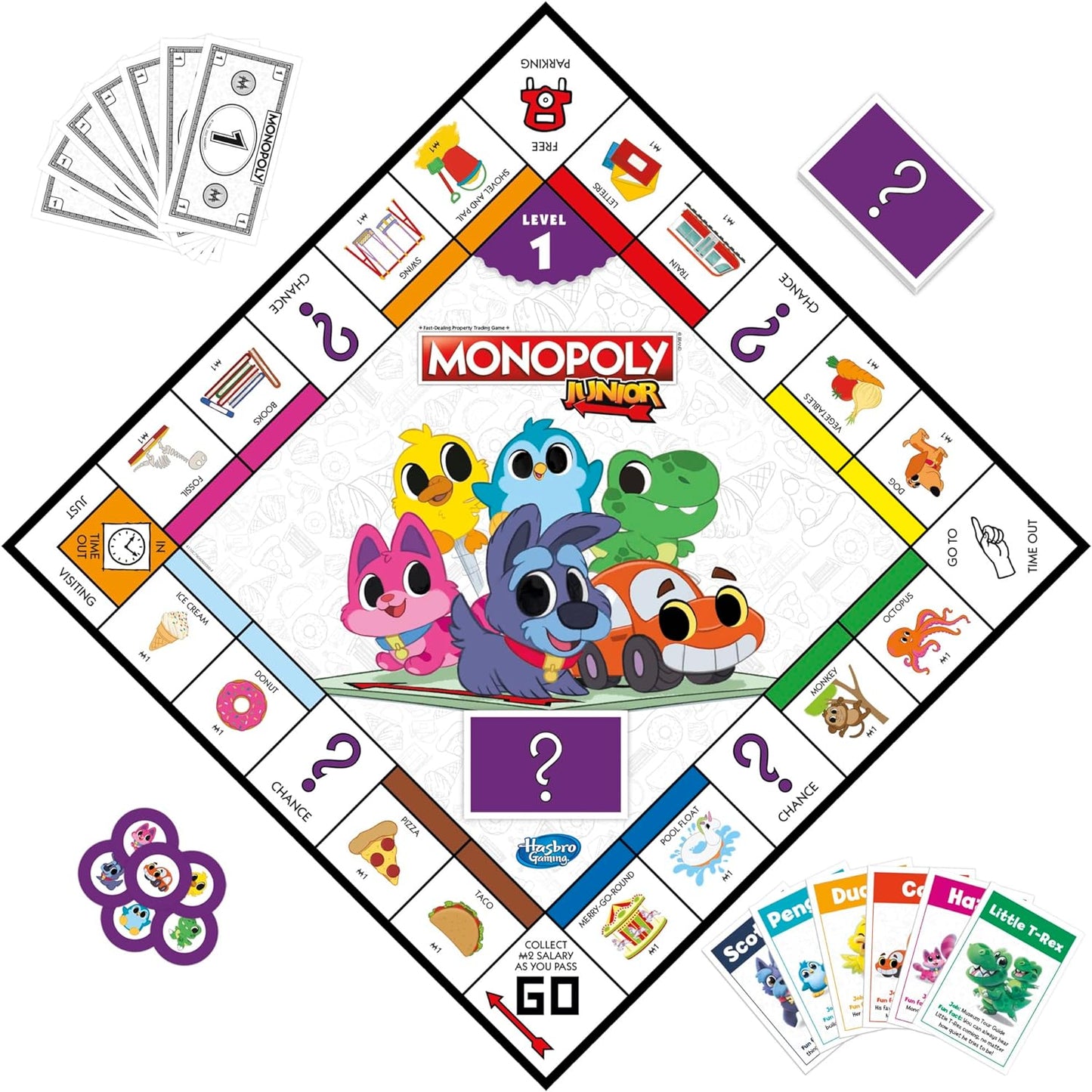 Gaming Junior Board Game, 2-Sided Gameboard, 2 Games in 1, Game for Younger Kids Ages 4 and Up, Kids Games for 2 to 6 Players