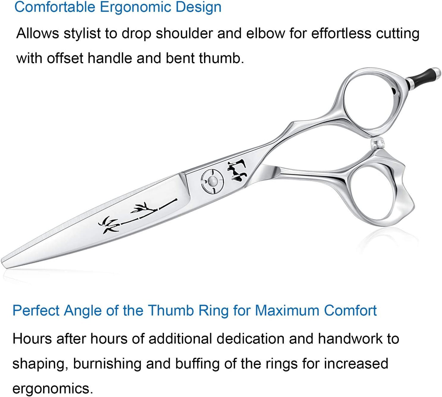 Hair Cutting Scissors Professional Salon Barber Shears Trimming Haircut Scissors for Man, Women, Adults Japanese Stainless Steel Silver (Shears - Bamboo)