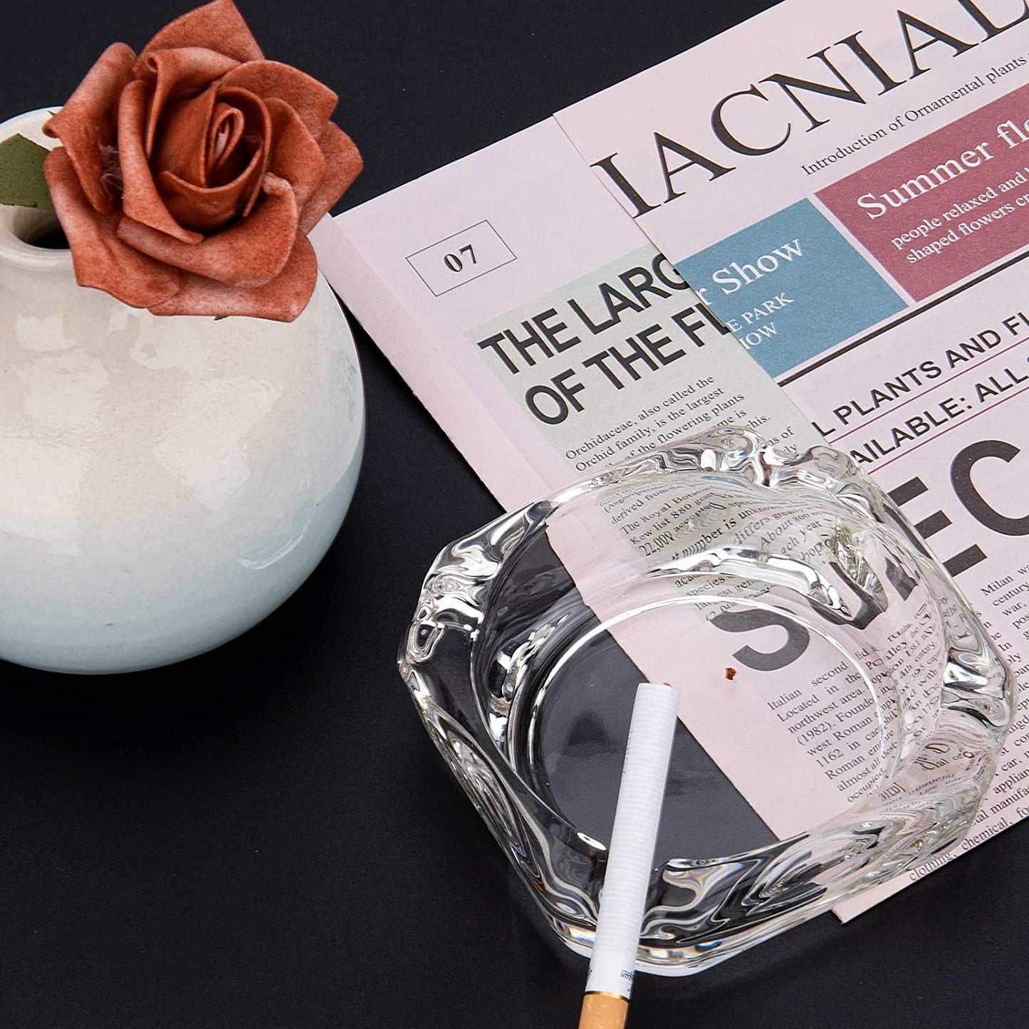 Glass Ashtray, Home Ashtrays for Cigarettes, Outdoor Ashtray for Weed, Cigar Cool Ashtrays Cute Ashtray Square Transparent