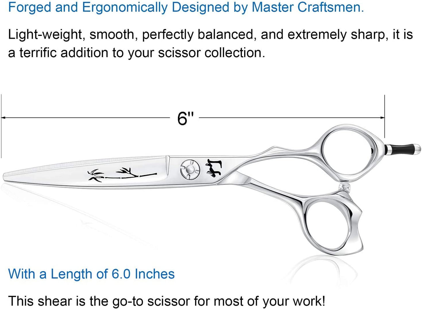 Hair Cutting Scissors Professional Salon Barber Shears Trimming Haircut Scissors for Man, Women, Adults Japanese Stainless Steel Silver (Shears - Bamboo)
