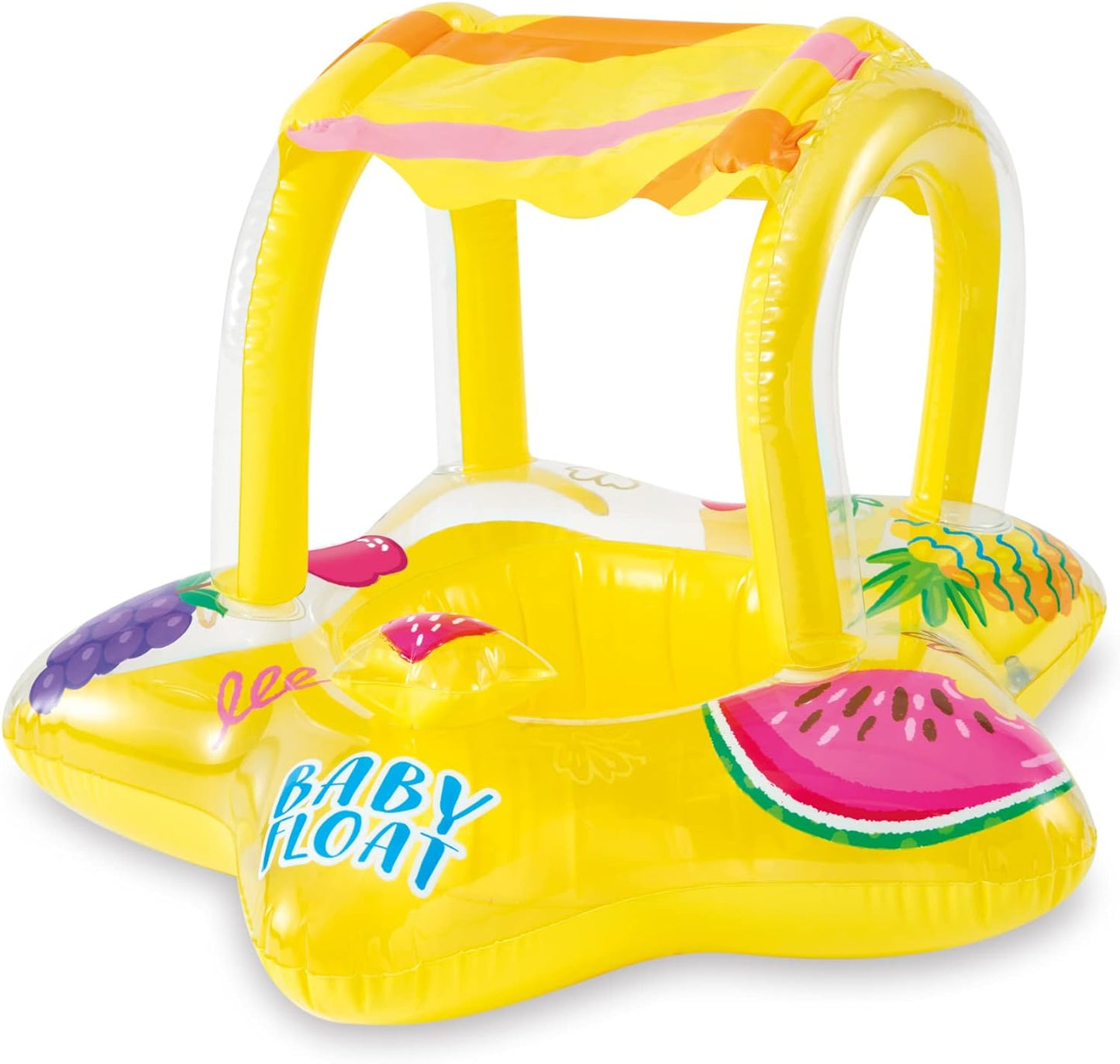 56573EP Outdoor Swimming Pool Inflatable Comfortable Shaded Canopy Starfish Lounger Baby Toddler Float Safety Raft, Yellow