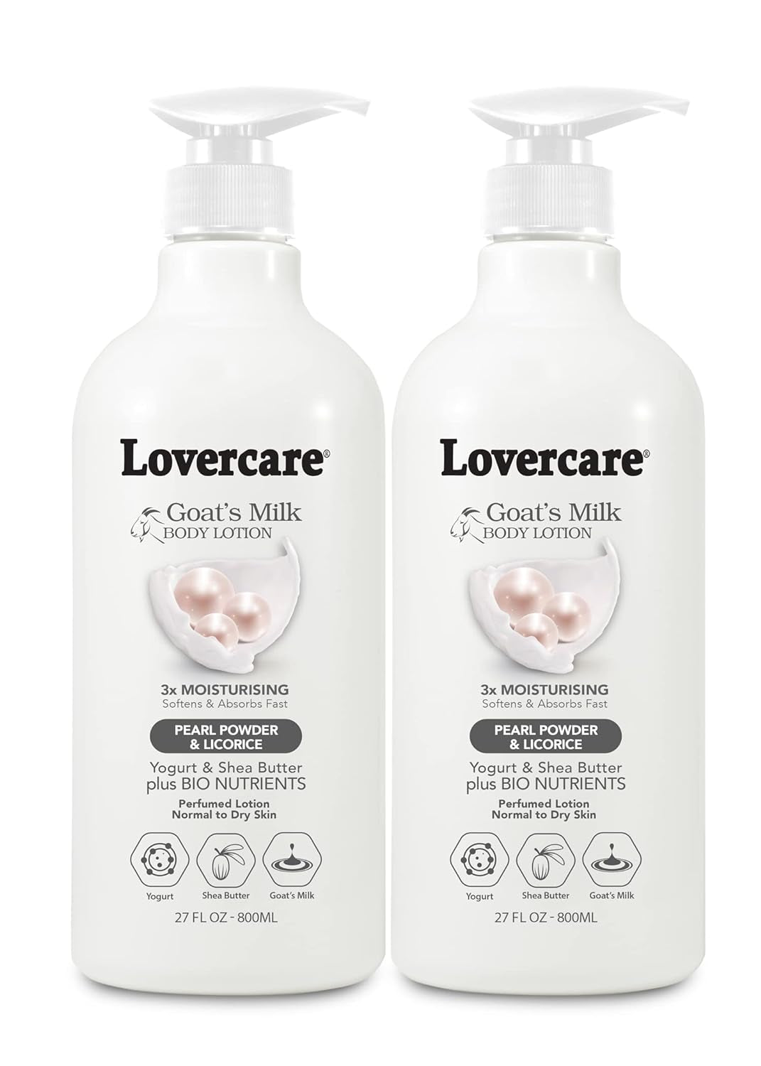 Lovercare Goat Milk Body Lotion for Dry Skin Pearl 27 Fl Oz (800Ml) - Single…