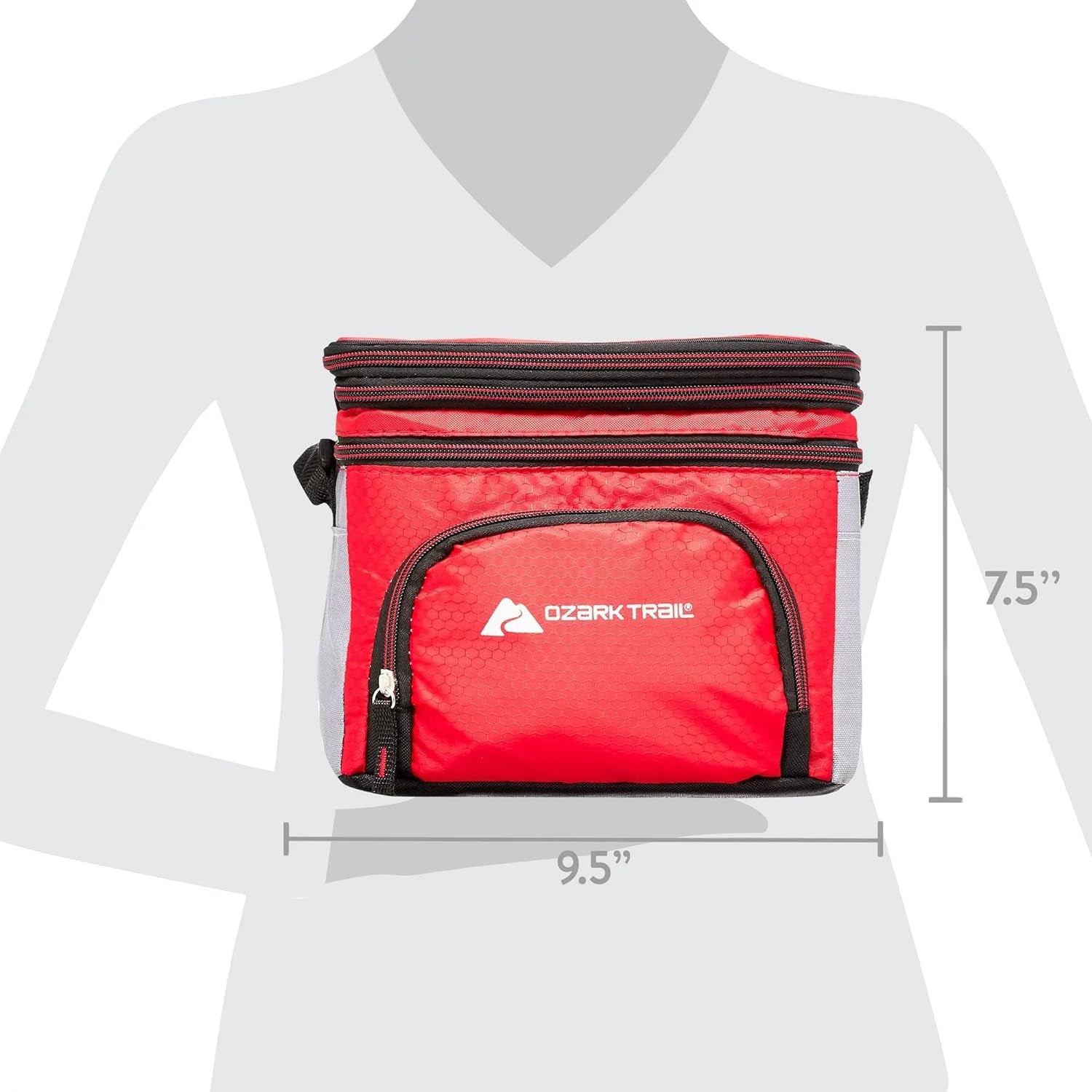 Small 6 Can Cooler Bag Lunch Bag Insulated Tote Bag Soft Sided Thermal Bag for Men/Women/Work/Lunch/Fishing/Golfing/Beach/Camp/Picnic (Red)