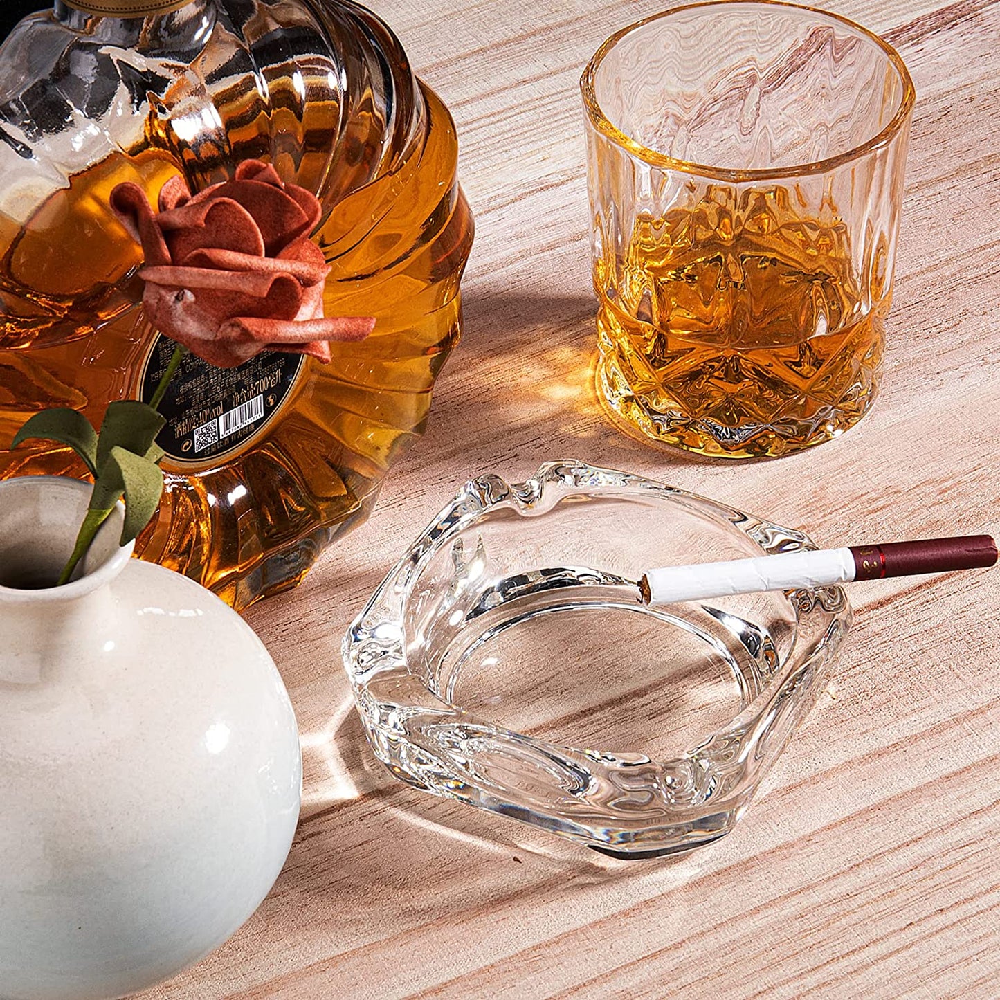 Glass Ashtray, Home Ashtrays for Cigarettes, Outdoor Ashtray for Weed, Cigar Cool Ashtrays Cute Ashtray Square Transparent
