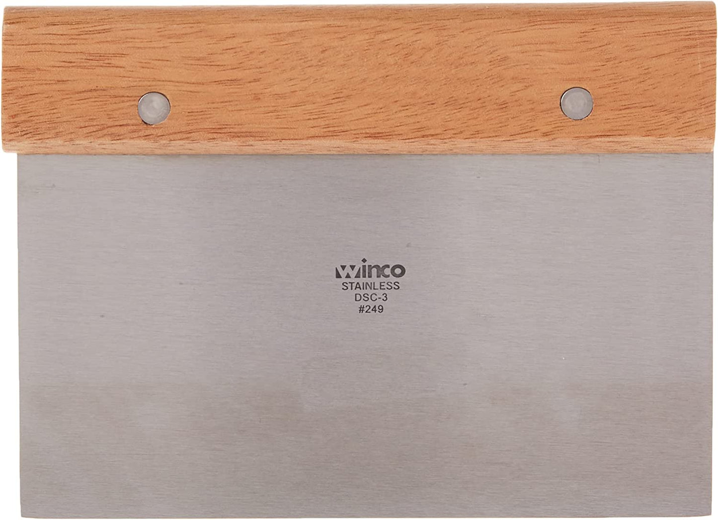 Winware Stainless Steel Dough Scraper with Wood Handle