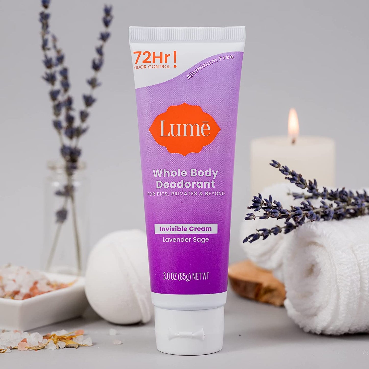 Whole Body Deodorant - Invisible Cream Tube - 72 Hour Odor Control - Aluminum Free, Baking Soda Free, Skin Safe - 3.0 Ounce (Lavender Sage)