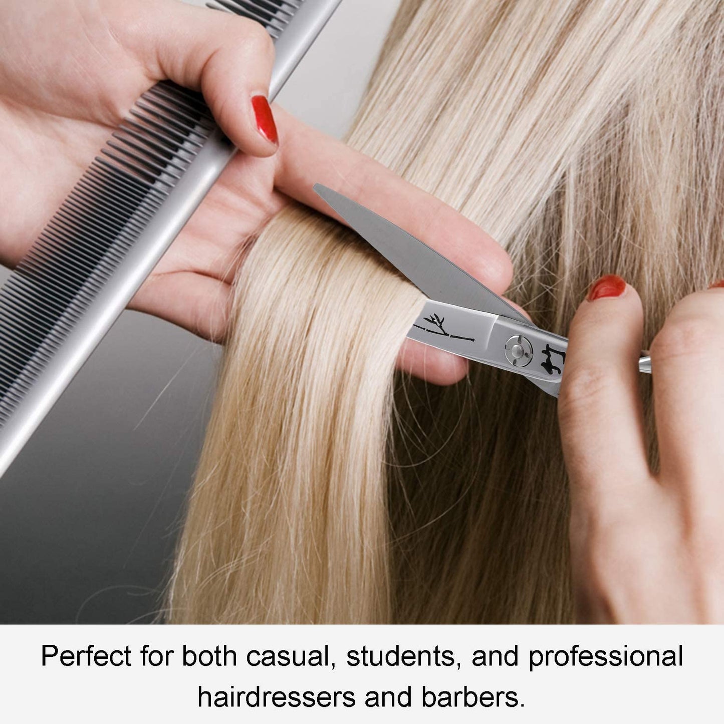 Hair Cutting Scissors Professional Salon Barber Shears Trimming Haircut Scissors for Man, Women, Adults Japanese Stainless Steel Silver (Shears - Bamboo)