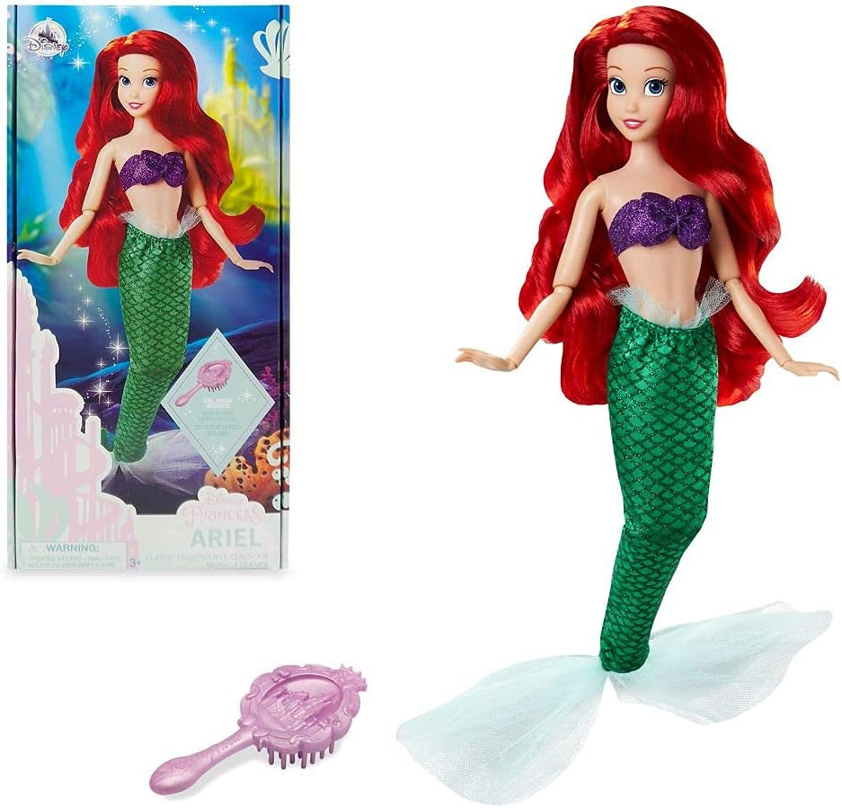 Ariel Classic Doll from the Little Mermaid, 111⁄2 Inches, Fully Posable with Brush - Ages 3+