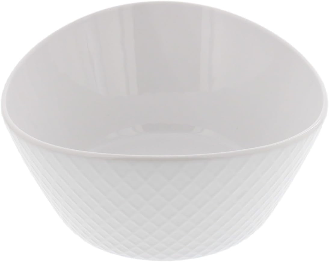 Over and Back 4-Piece ‘What a Dish’ Porcelain Serving Bowls Set W/ Diamond Pattern Design – Microwave, Dishwasher & Oven Safe – Decorative Pieces Great for Appetizers, Sides or Dinner Portions, White