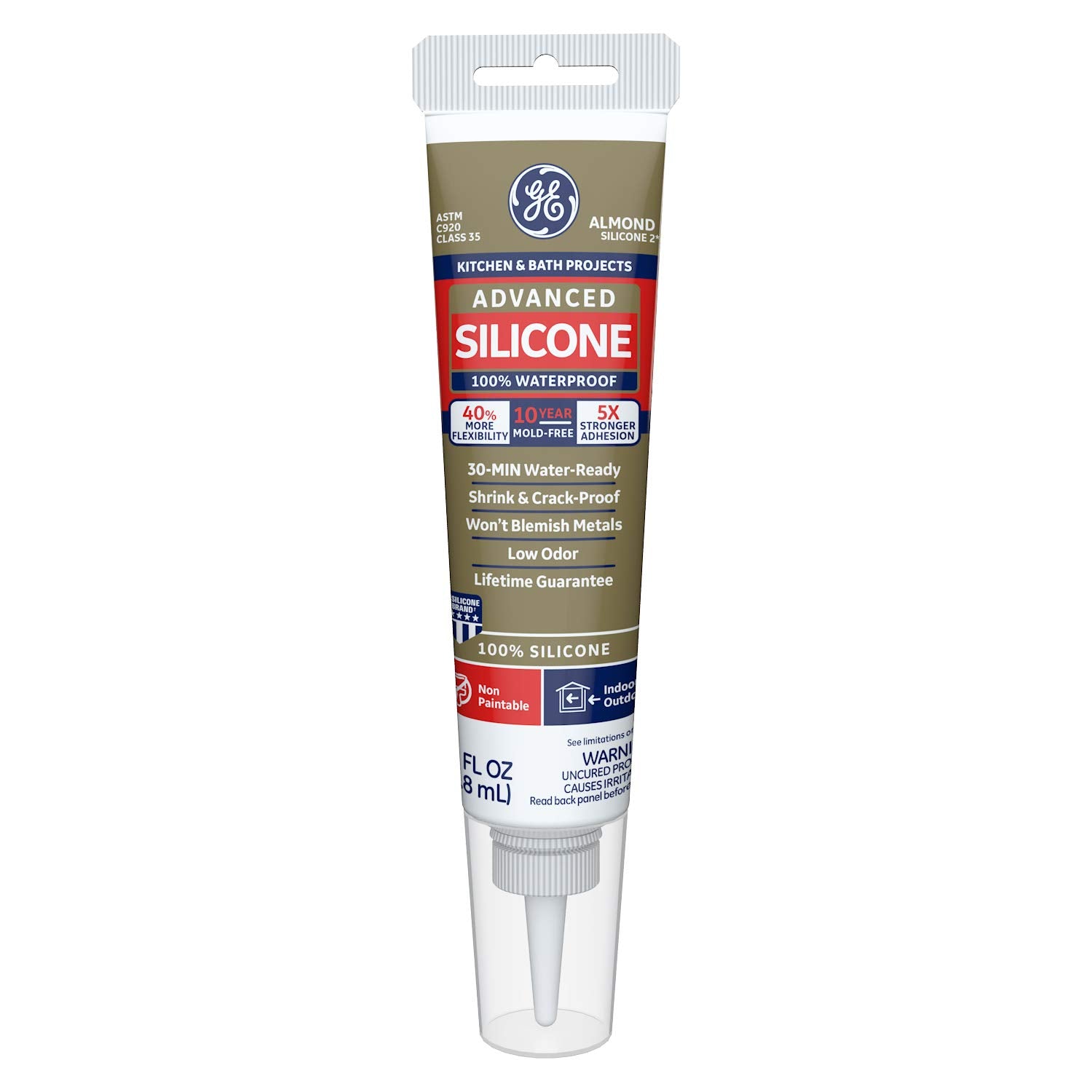 286 Advanced Silicone 2 Kitchen & Bath Sealant, 2.8Oz, Almond