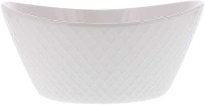 Over and Back 4-Piece ‘What a Dish’ Porcelain Serving Bowls Set W/ Diamond Pattern Design – Microwave, Dishwasher & Oven Safe – Decorative Pieces Great for Appetizers, Sides or Dinner Portions, White