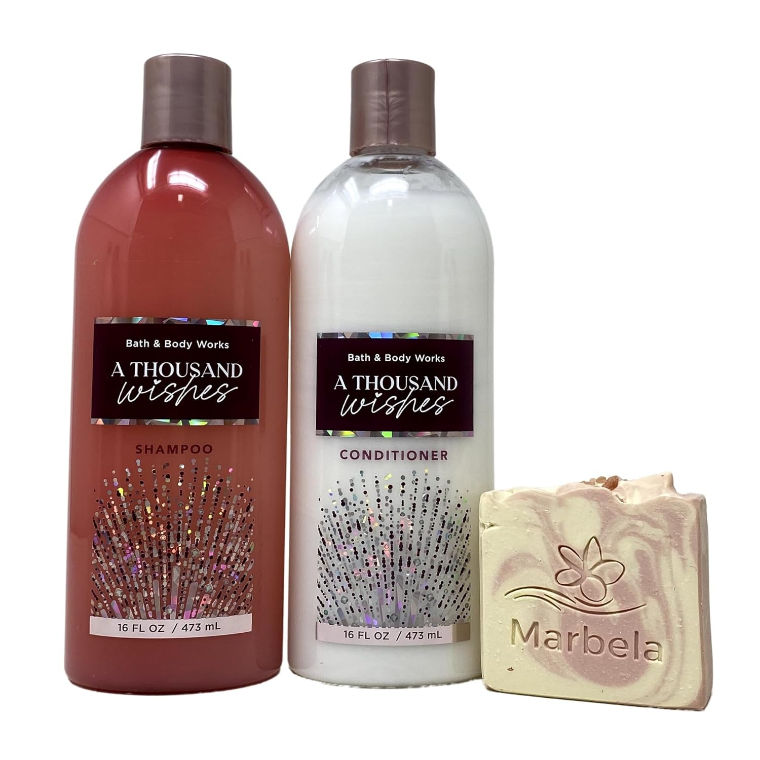 a Thousand Wishes Shampoo and Conditioner with a Himalayan Salts Springs Bar Soap.