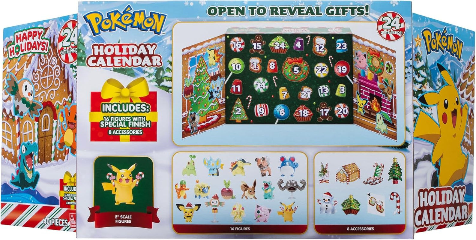 Pokémon PKW3066 Holiday Calendar-Features 24 2-Inch Battle Figures