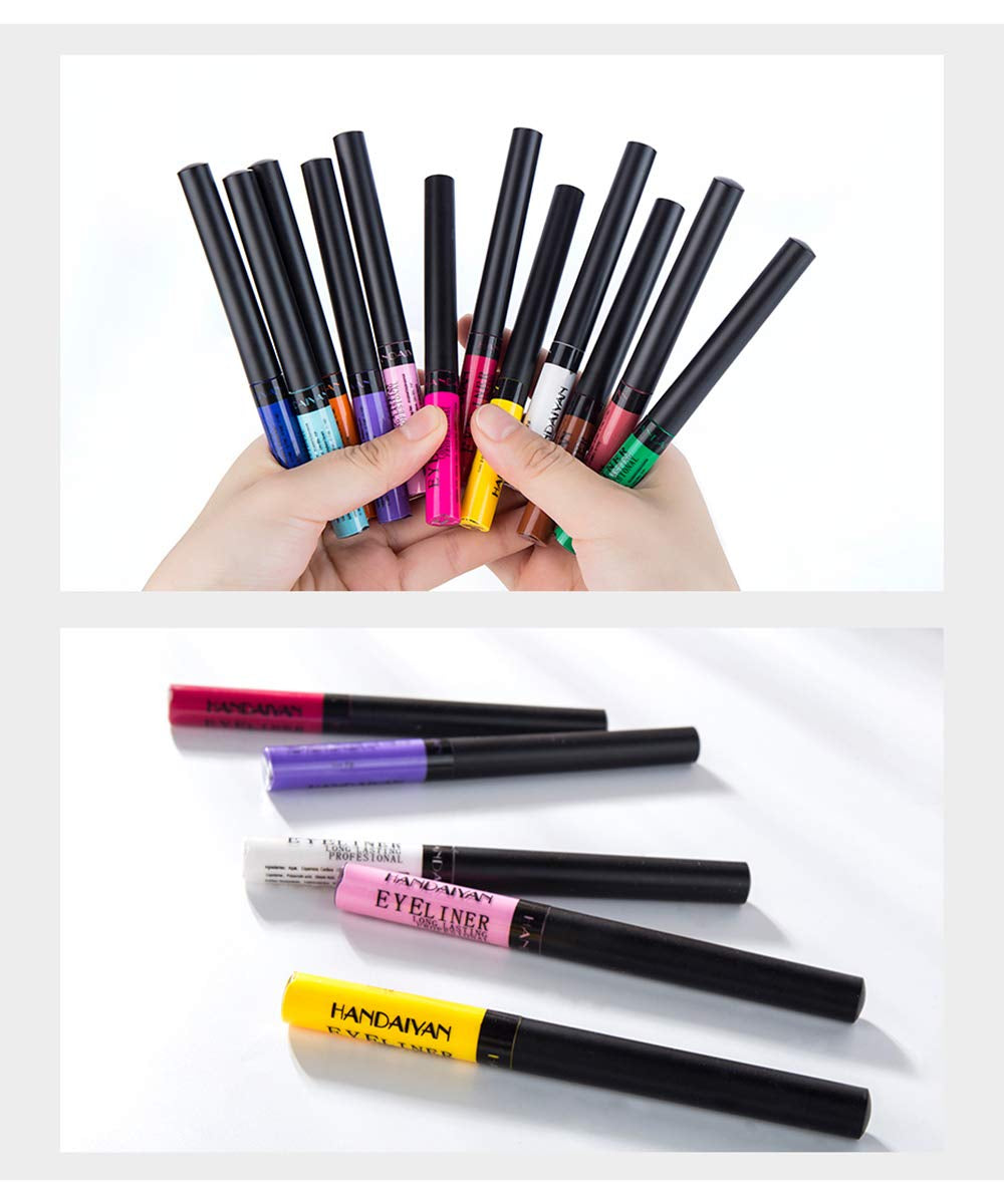 12 Colors Matte Colorful Liquid Eyeliner Set, Color Gel Eyeliner, Great Versatility Liquid Eyeliner, Waterproof High Pigmented Smudgeproof Long Lasting Makeup Eyeliner Pen