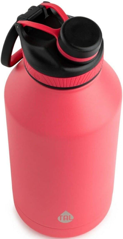 64OZ Ranger Pro Stainless Steel Vacuum Insulated Water Bottle - Leak-Proof Double Walled Thermos W/Carry Loop 80 Hrs Cold, 26 Hot Reusable Me Holds 8 Cups (WM2584) (Pink)