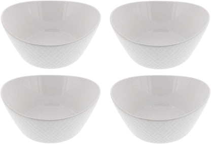 Over and Back 4-Piece ‘What a Dish’ Porcelain Serving Bowls Set W/ Diamond Pattern Design – Microwave, Dishwasher & Oven Safe – Decorative Pieces Great for Appetizers, Sides or Dinner Portions, White