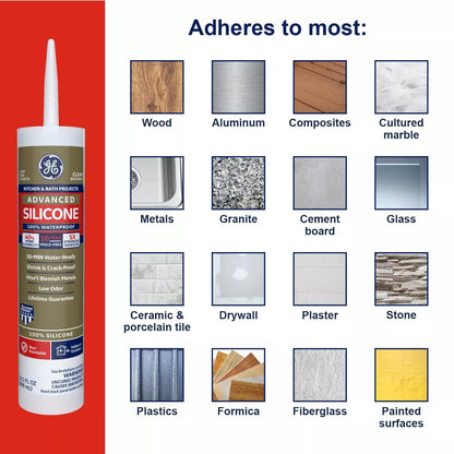 286 Advanced Silicone 2 Kitchen & Bath Sealant, 2.8Oz, Almond