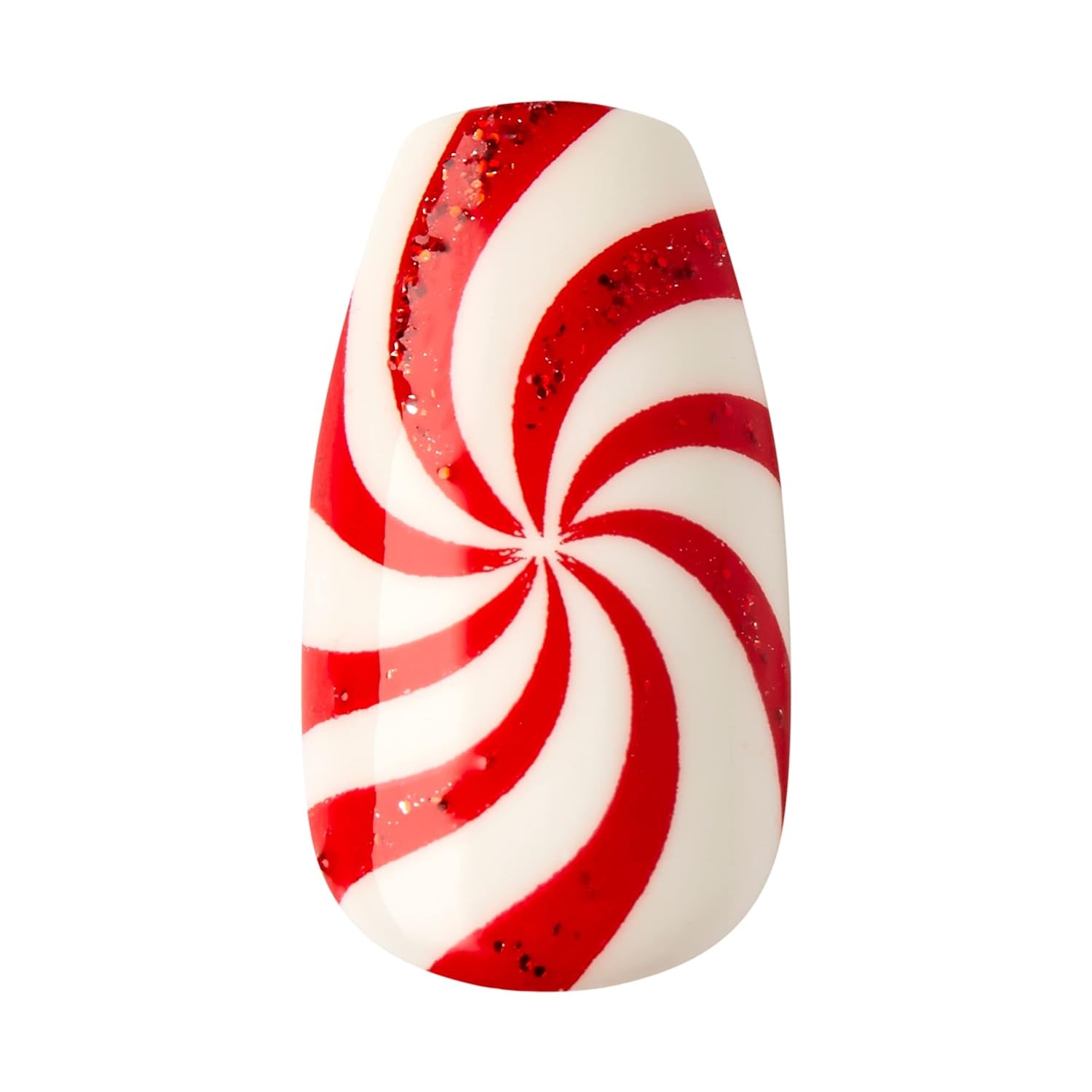 KISS  Limited Edition Holiday Press-On Manicure with Purefit Technology, Medium Length, Coffin Shaped, Red Press-On Nails, Style 'Tis the Season’