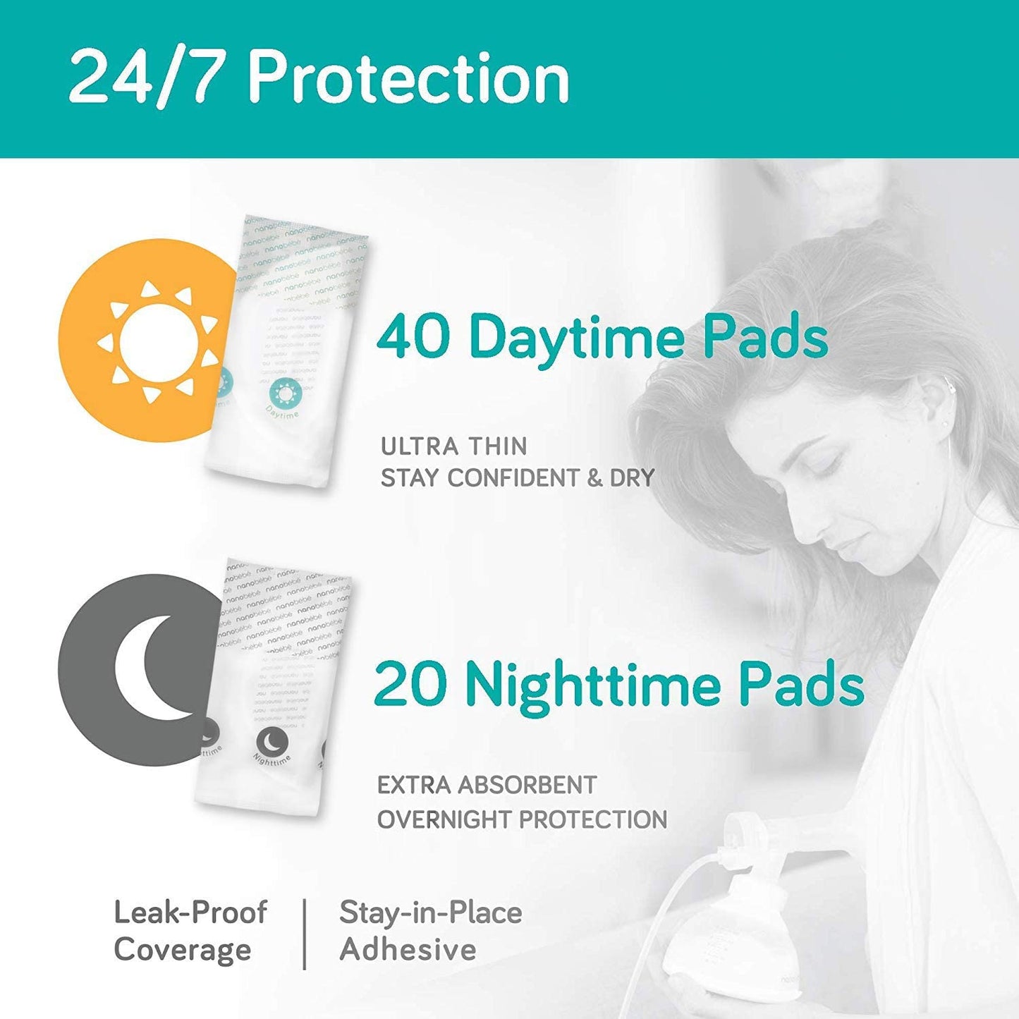 Disposable Nursing Pads Absorbent Breast Pads Day Ultra Thin, Day & Night, Contoured and Leakproof Breastfeeding Essentials (60 Count)