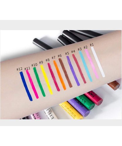 12 Colors Matte Colorful Liquid Eyeliner Set, Color Gel Eyeliner, Great Versatility Liquid Eyeliner, Waterproof High Pigmented Smudgeproof Long Lasting Makeup Eyeliner Pen