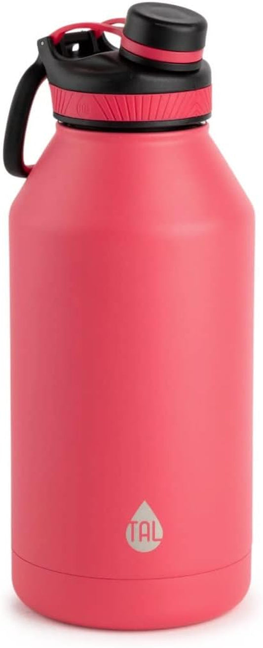 64OZ Ranger Pro Stainless Steel Vacuum Insulated Water Bottle - Leak-Proof Double Walled Thermos W/Carry Loop 80 Hrs Cold, 26 Hot Reusable Me Holds 8 Cups (WM2584) (Pink)