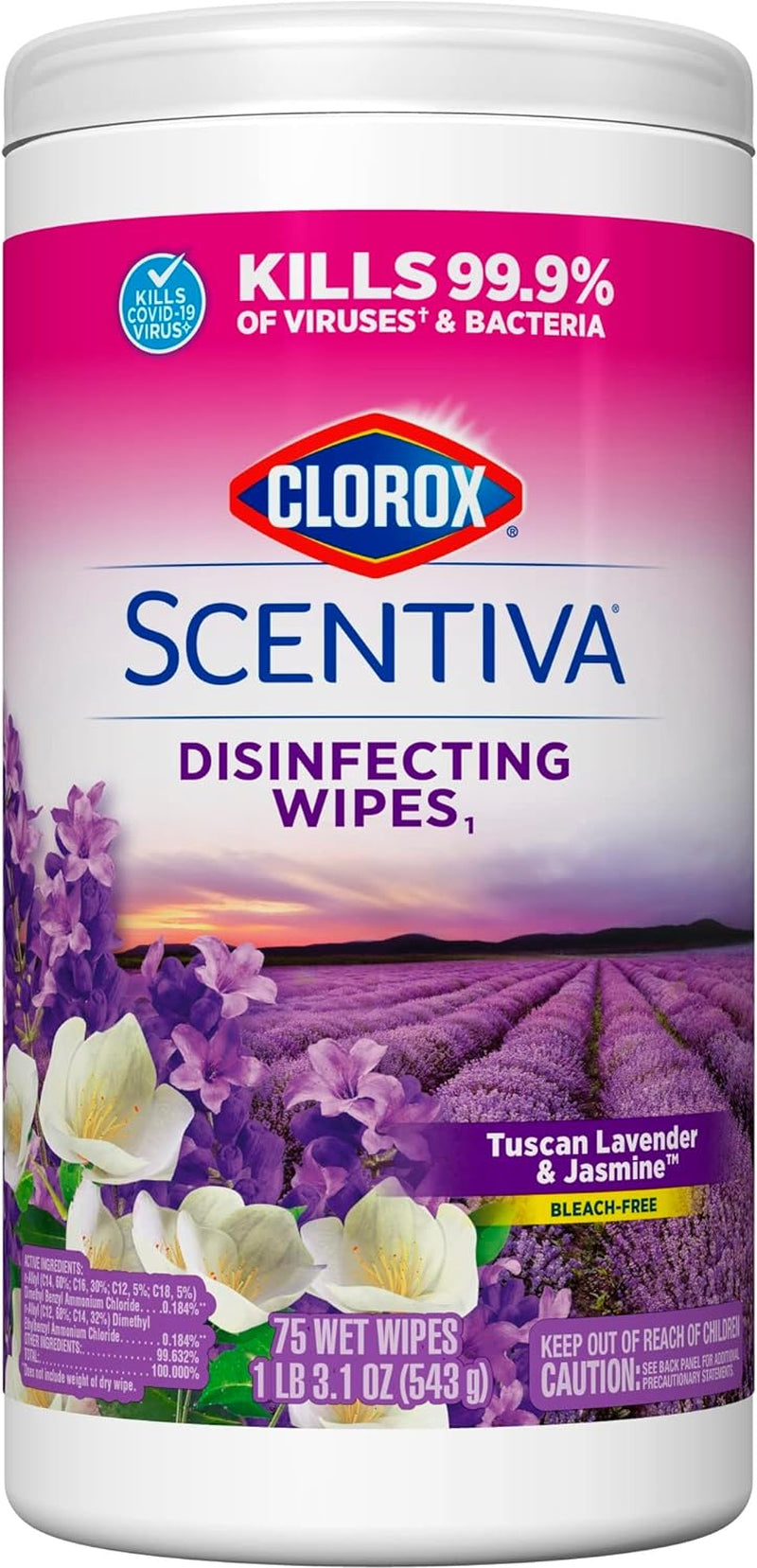 Scentiva Bleach-Free Disinfecting Wipes, Tuscan Lavender & Jasmine