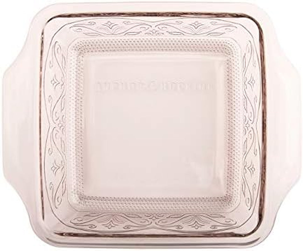 Square Baking Dish - Glass - 8 X 8 - Embossed - Rose