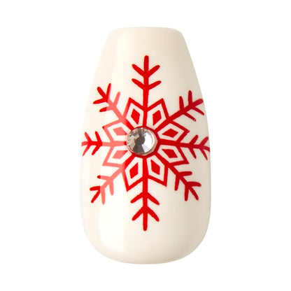 KISS  Limited Edition Holiday Press-On Manicure with Purefit Technology, Medium Length, Coffin Shaped, Red Press-On Nails, Style 'Tis the Season’