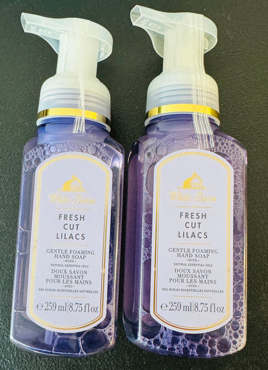 Bath and Body Works White Barn Gentle Foaming Hand Soap Fresh Cut Lilacs 8.75 Ounce 2 Pack